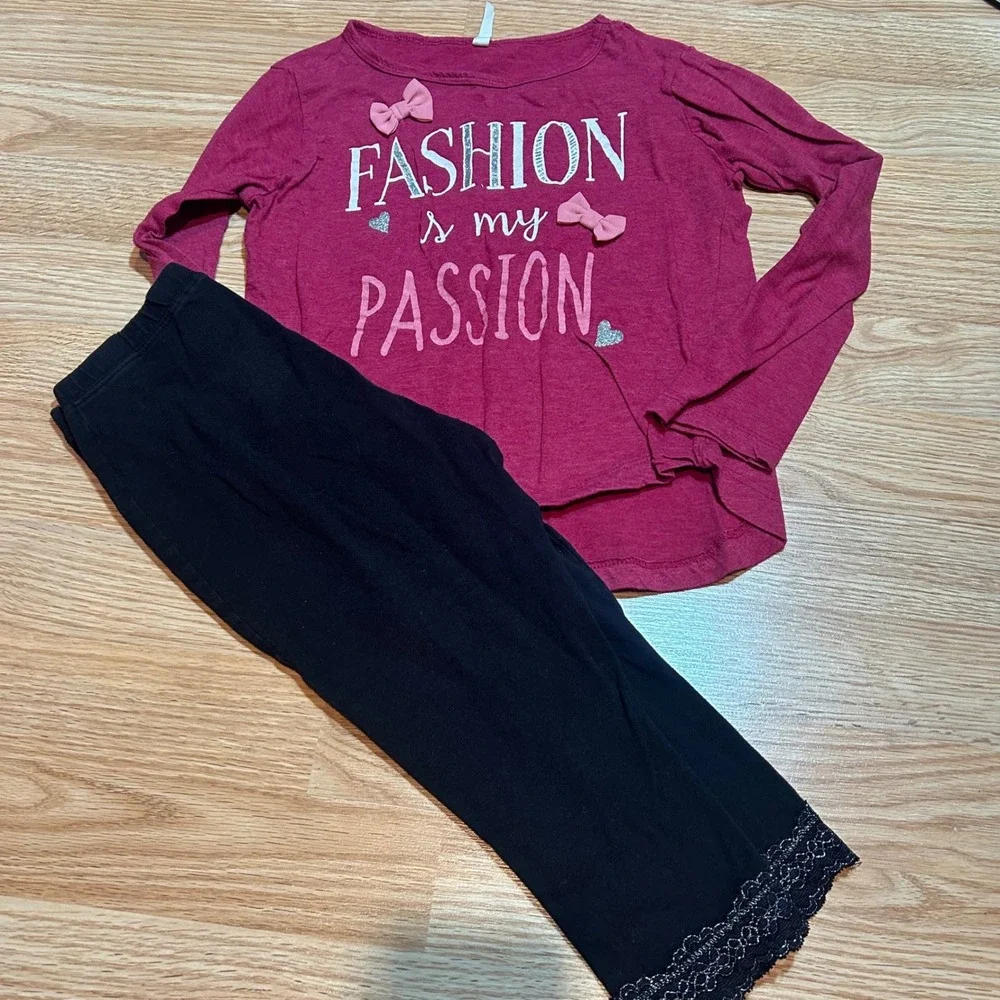 Girls Fashion Is My Passion‎ Top & Faded Glory Lace Leggings 7/8